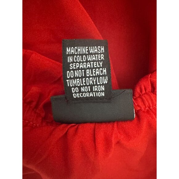 Red Double Ruffle Sequins One-Shoulder Blouson Top Blouse Shirt‎ Size Medium - Picture 6 of 6